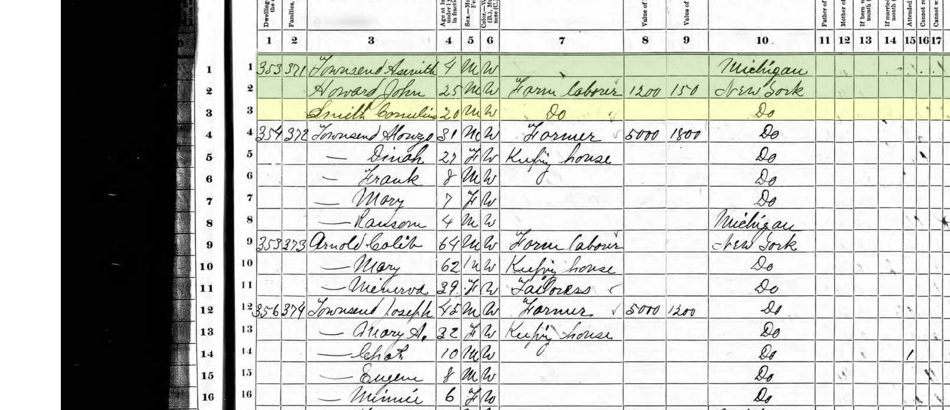 1870 Census Cornelius Smith